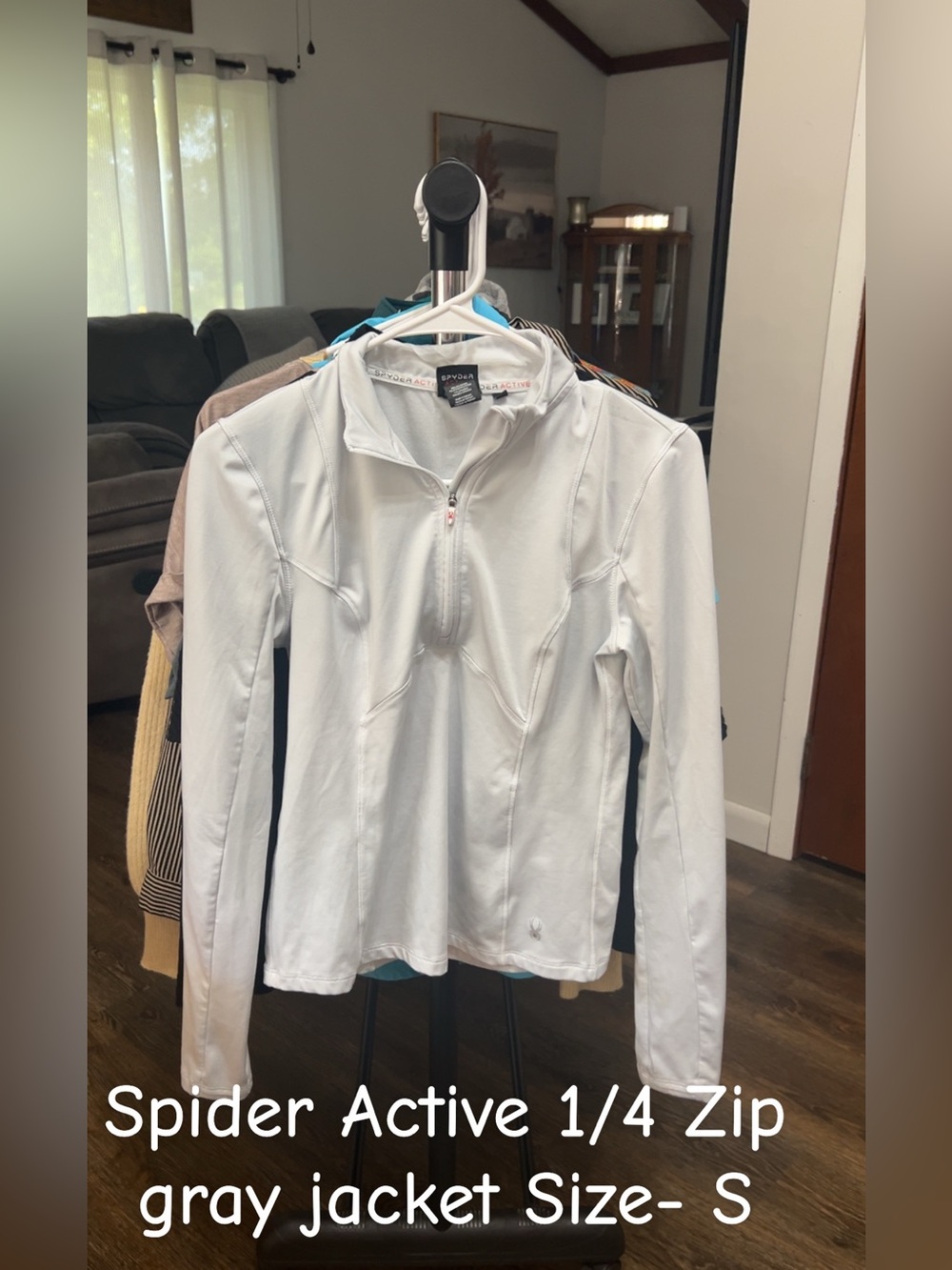 Spyder Women's Light Gray 1/4 Zip Utility Jacket - Athletic Fit